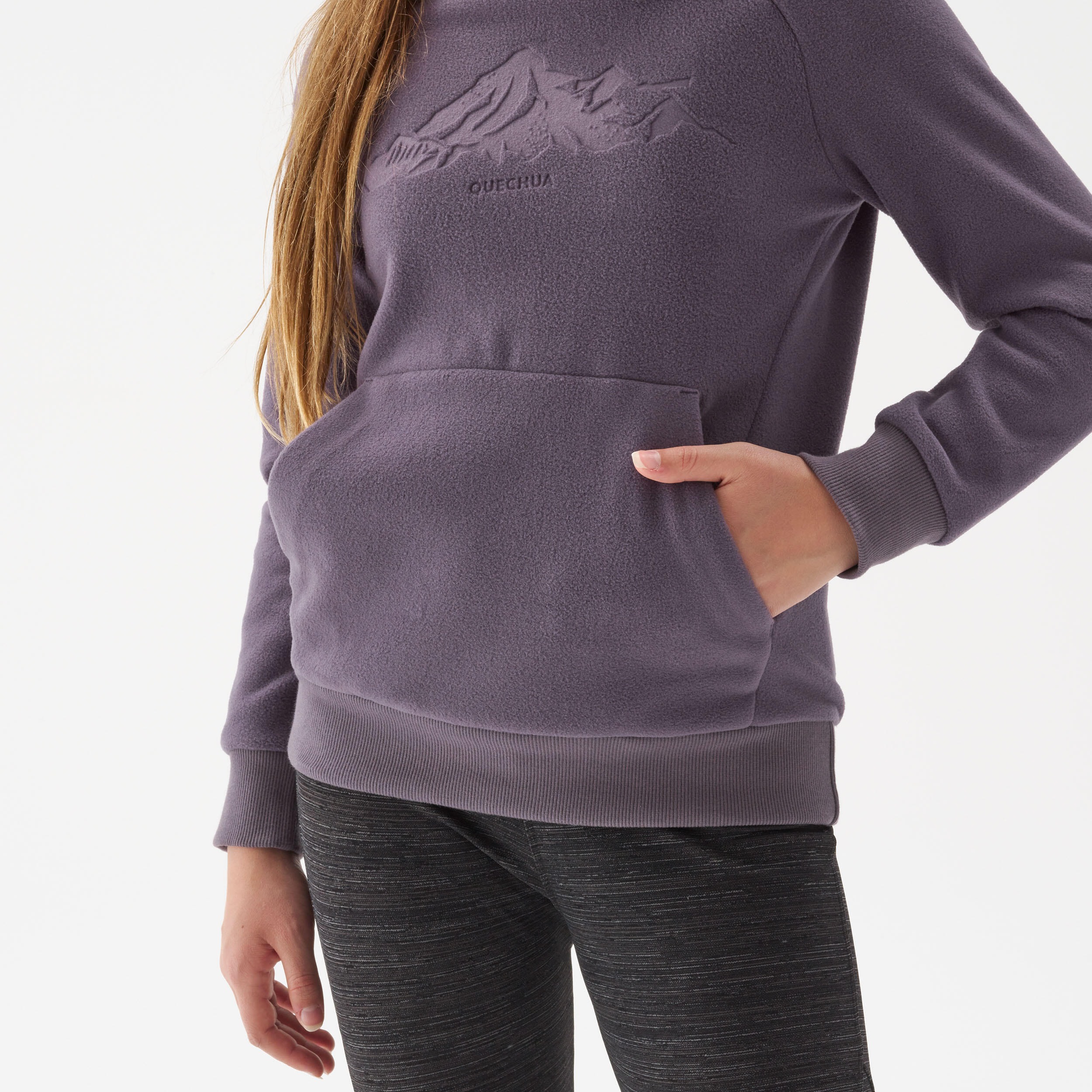 Dark purple hiking fleece sweatshirt - children 7–15 years 4/6