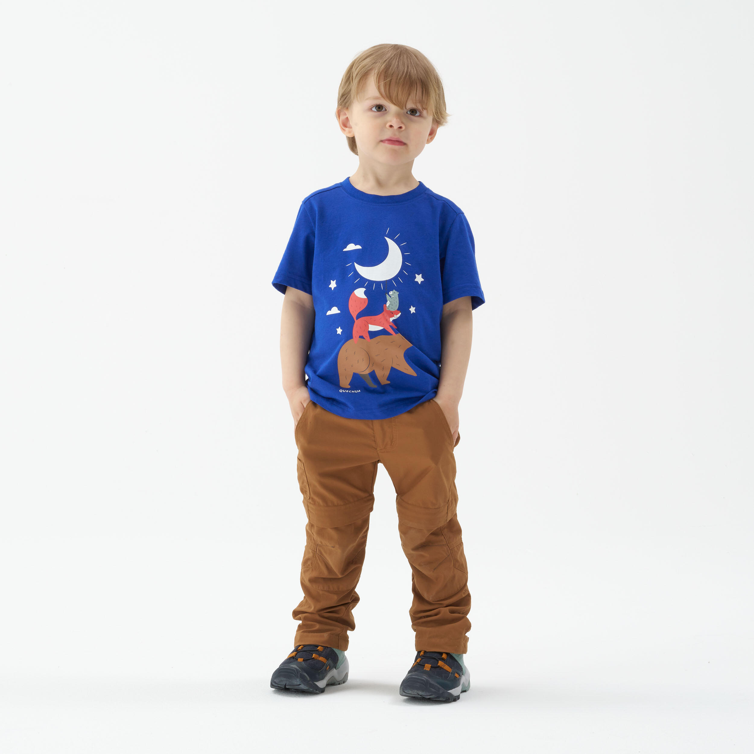 Child's hiking T-shirt - MH100 blue phosphor - 2-6 years 2/4