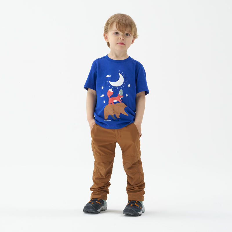 T-shirt trekking bambino MH100 blu fosforescente