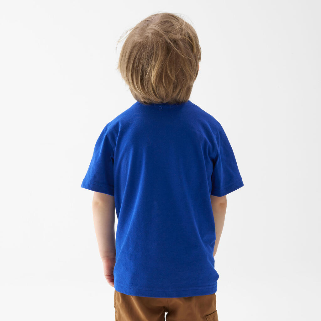Detské turistické tričko MH100 2-6 rokov modré fosforeskujúce