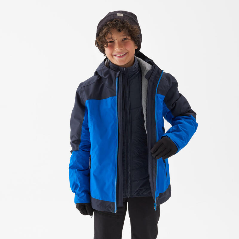 VESTE 3en1 CHAUDE ET IMPERMÉABLE DE RANDONNÉE -SH500 MTN -8°C - ENFANT 7-15 ANS