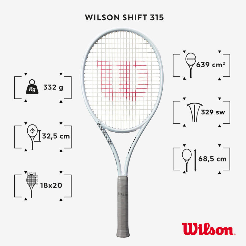 Raquette de tennis adulte - Wilson Shift 315 Blanc Gris 315g NON CORDEE