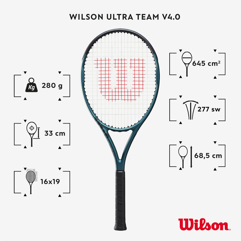 Raqueta de tenis adulto - Wilson Ultra Team V4.0 azul