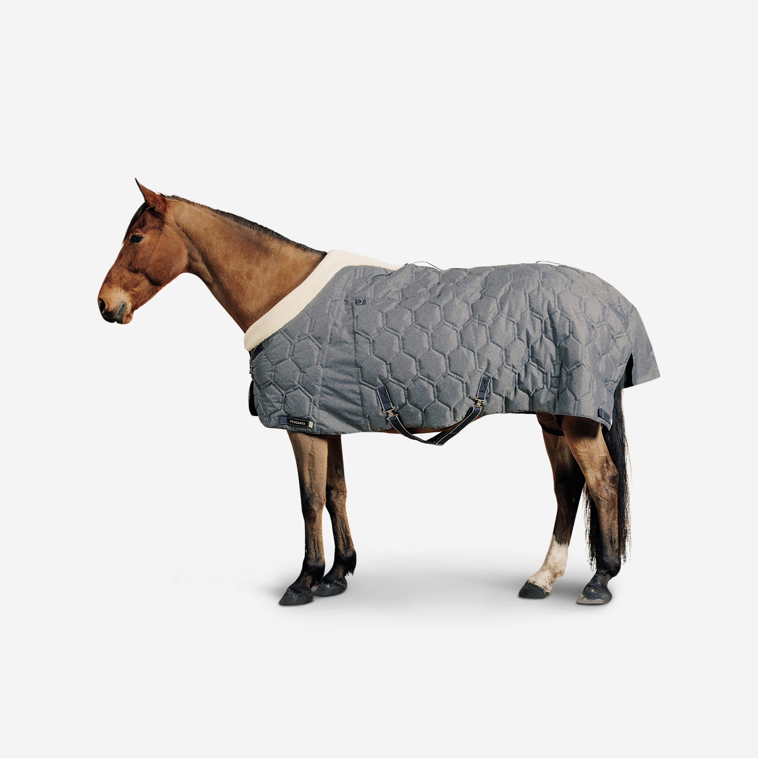 FOUGANZA Horse and Pony Riding 300 g Stable Rug Combo 300 - Mid Grey