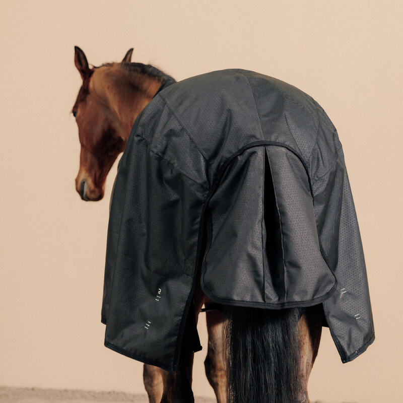 1200D Horse and Pony Waterproof Rug Allweather Combo Black FOUGANZA Decathlon