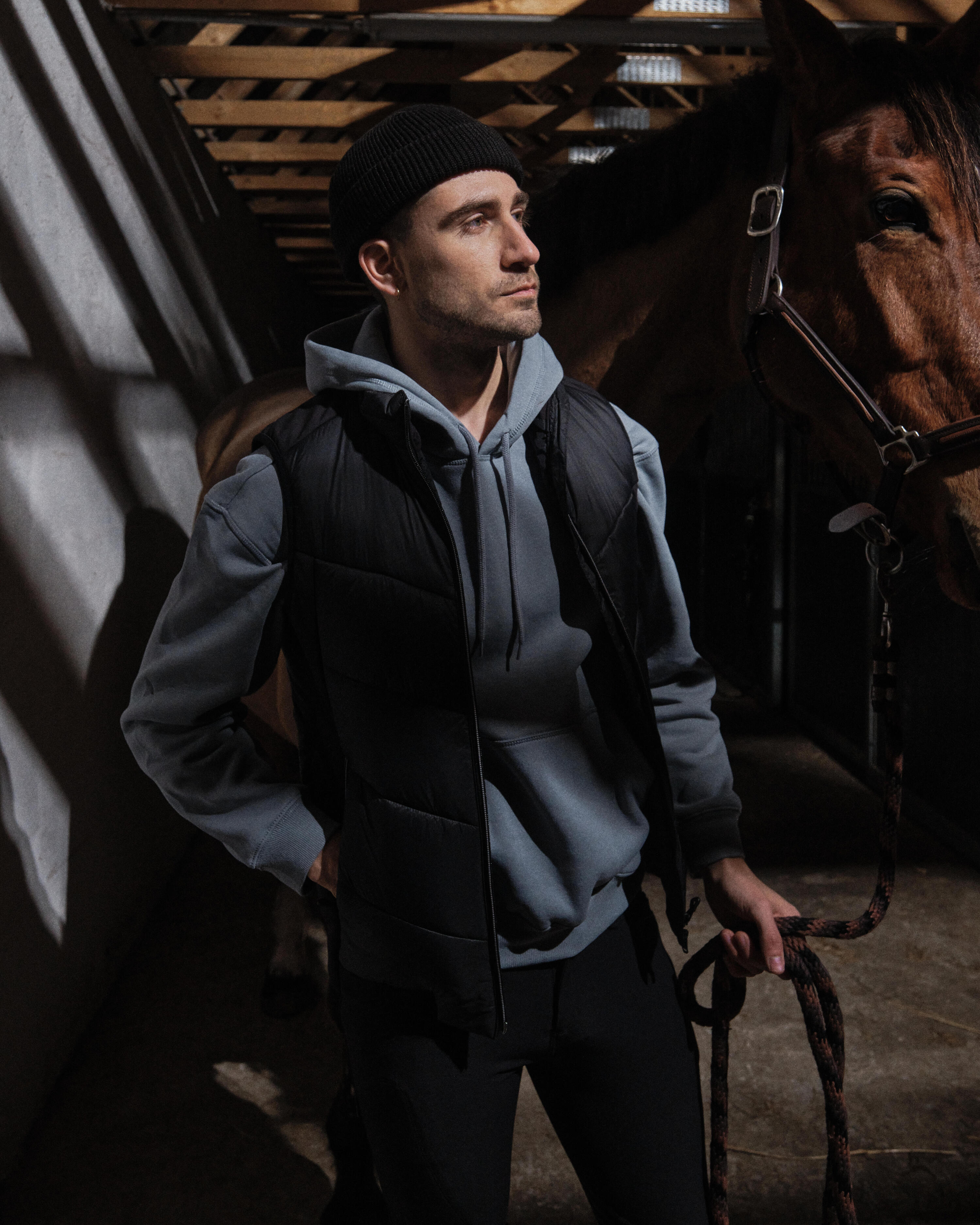 Tweedehands - Bodywarmer voor paardrijden heren 500 zwart 6/8