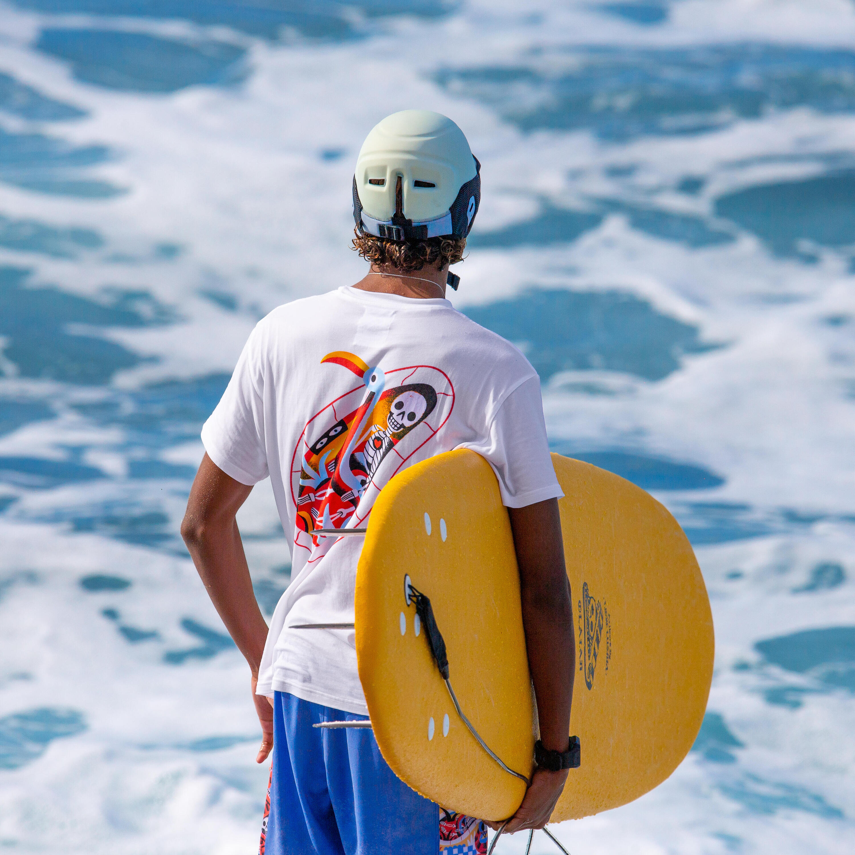 Helmet for surfing. Sky blue 7/7