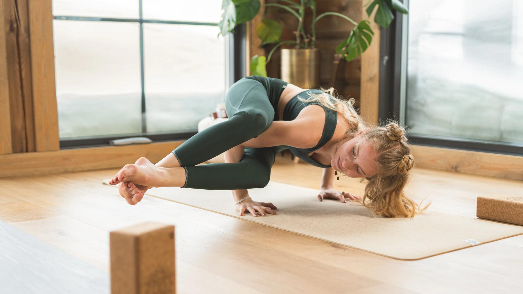 woman rolling her mat