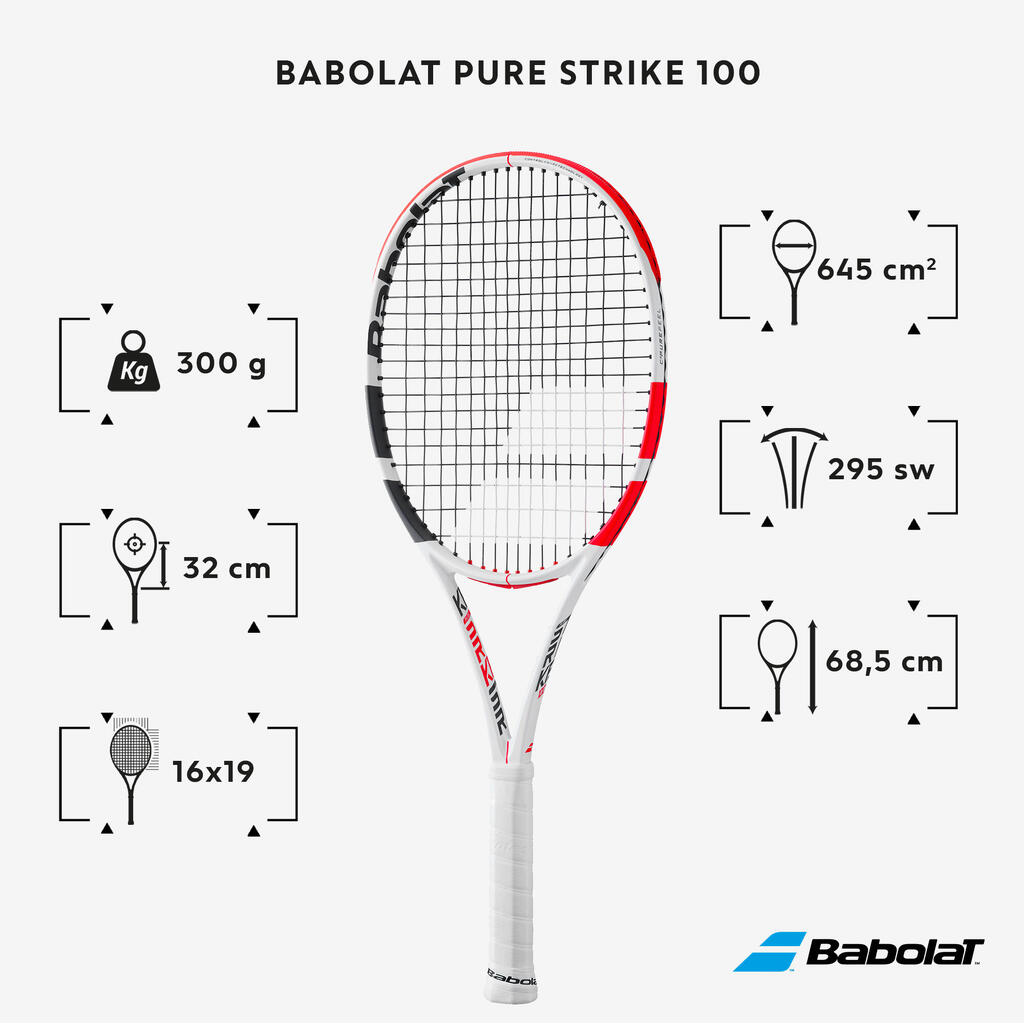 ТЕНИС РАКЕТА PURE STRIKE 100, БЯЛО/ЧЕРВЕНО