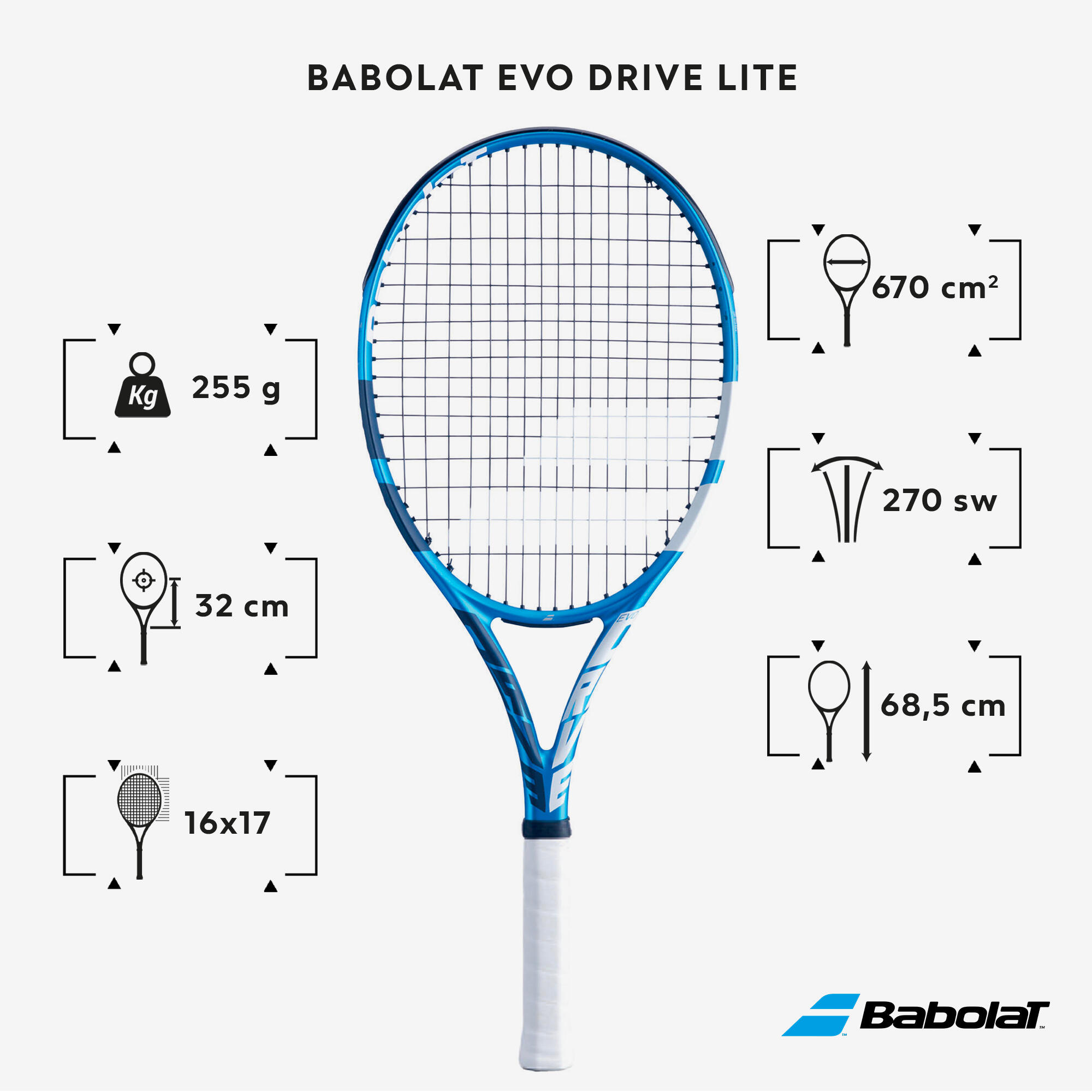 Adult Tennis Racket Evo Drive Lite 2/5
