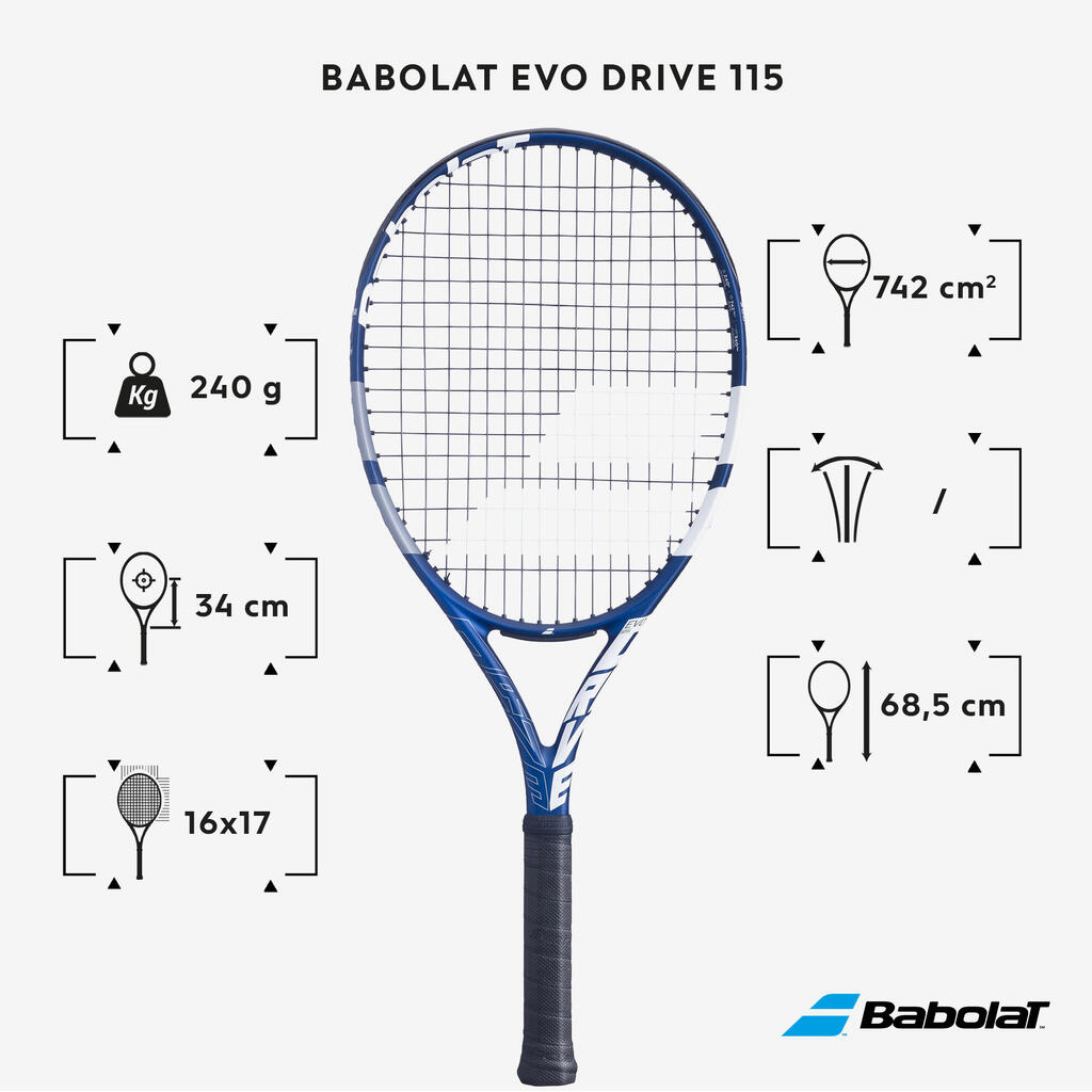 Teniski reket Evo Drive 115 240 g za odrasle plavi