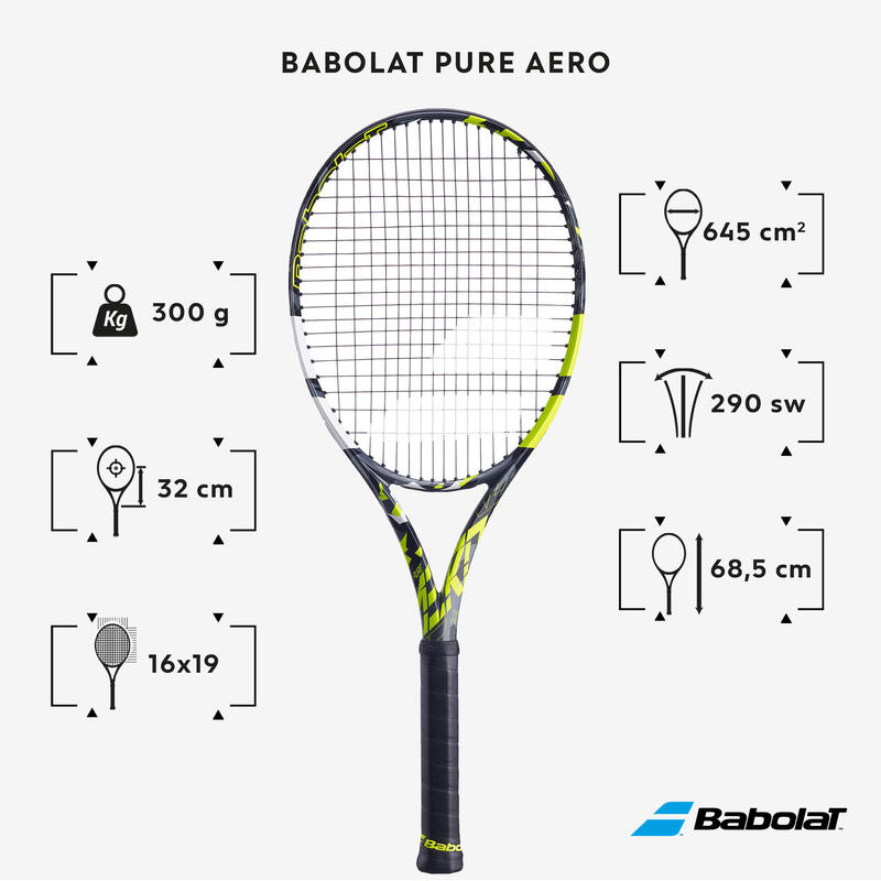 Tennisracket voor volwassenen Pure Aero grijs geel 300 g