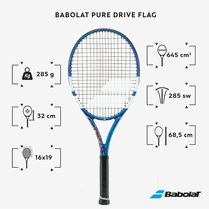 Raquette de tennis adulte - Babolat Pure Drive Team "Flag" Bleu 285g