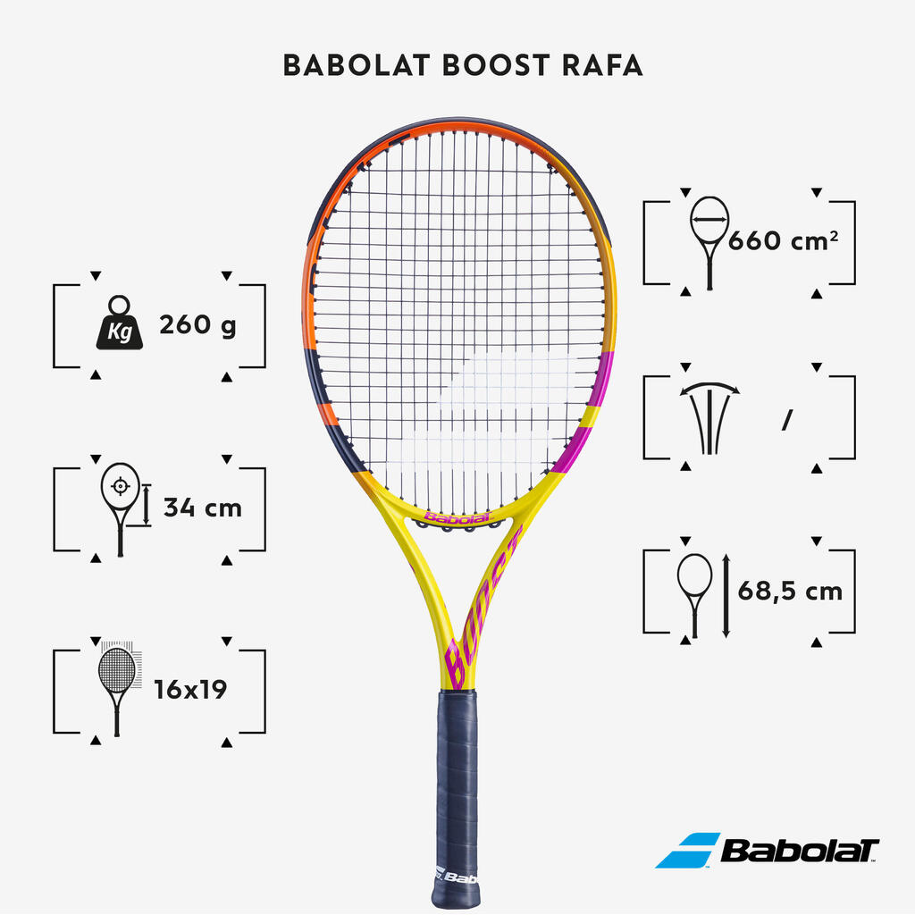 Adult Tennis Racket Boost Rafa -Yellow/Orange/Pink