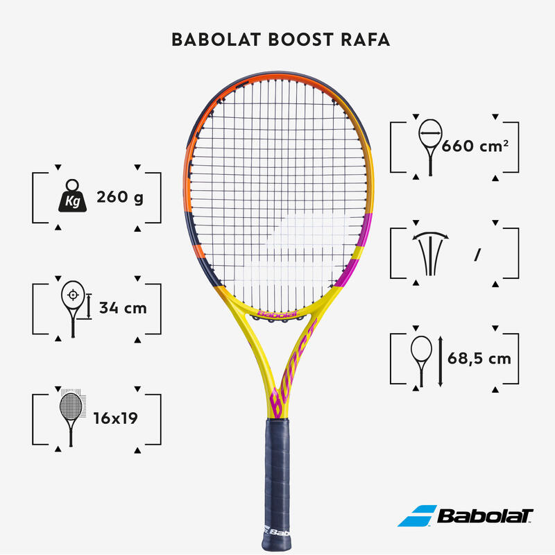 Raquette de tennis adulte - Babolat Boost Rafa jaune orange rose