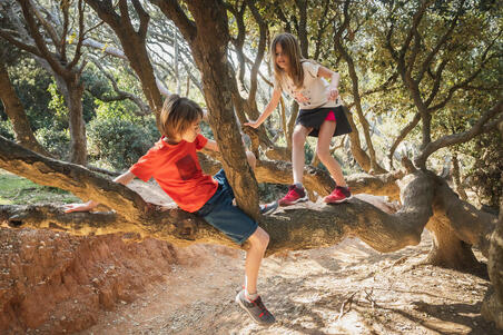 Футболка походная для детей 7–15 лет бежевая MH100