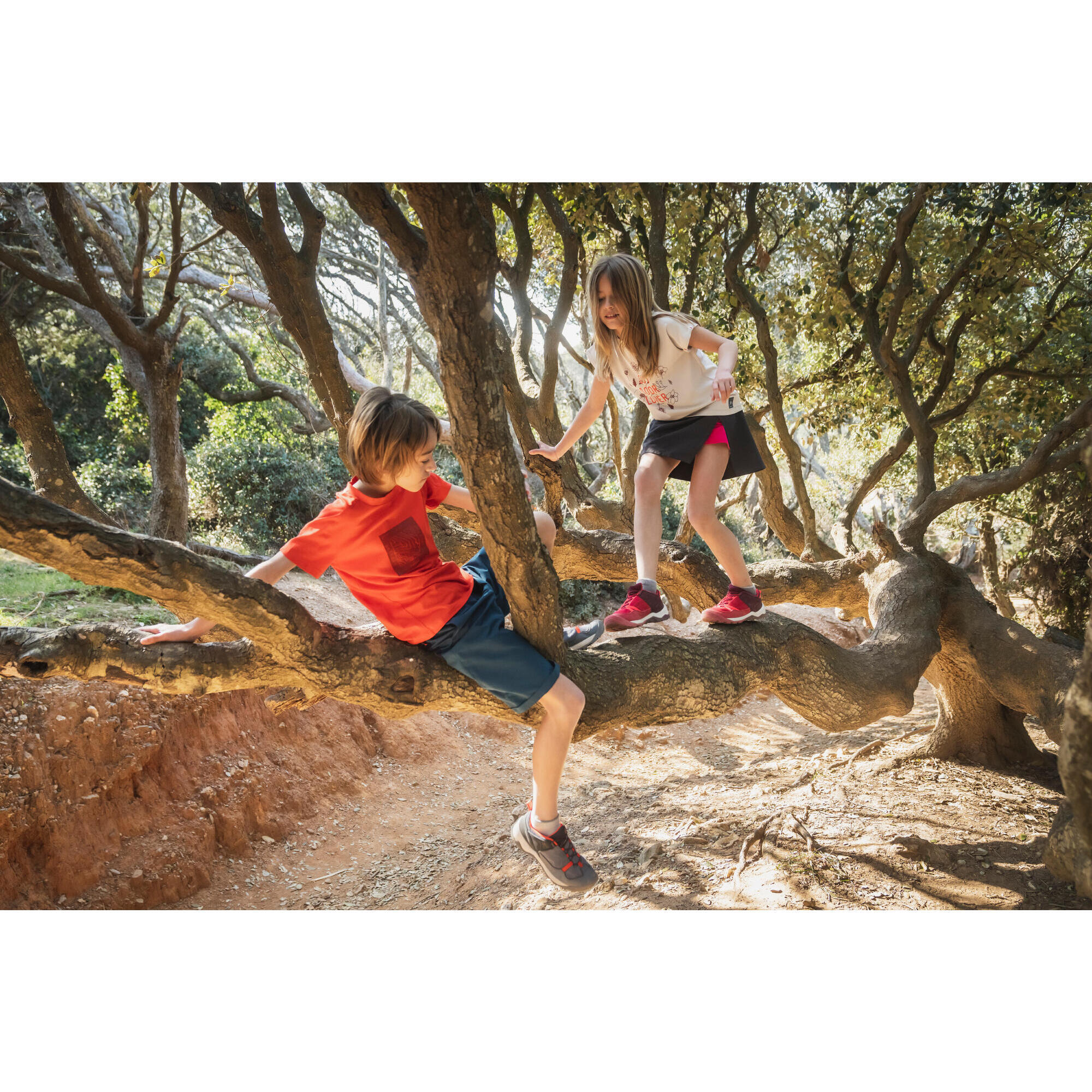 Hiking short skirt - MH100 grey and pink - children 7-15 years