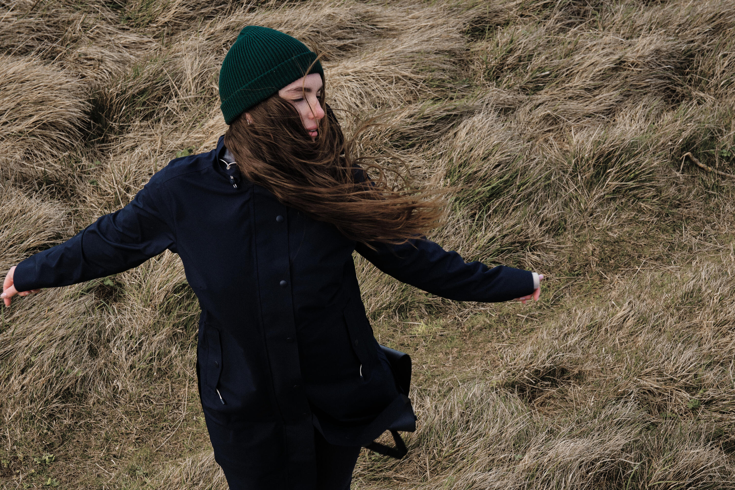 Veste équitation longue imperméable - marine 13/14