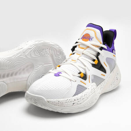 Sepatu Basket Pria/Wanita 900 NBA MID-3 Los Angeles Lakers - Putih