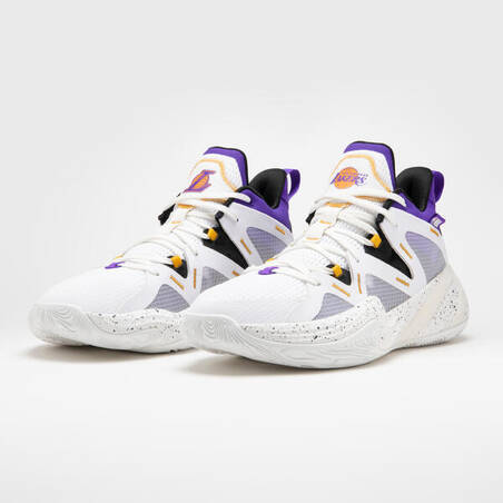 Sepatu Basket Pria/Wanita 900 NBA MID-3 Los Angeles Lakers - Putih