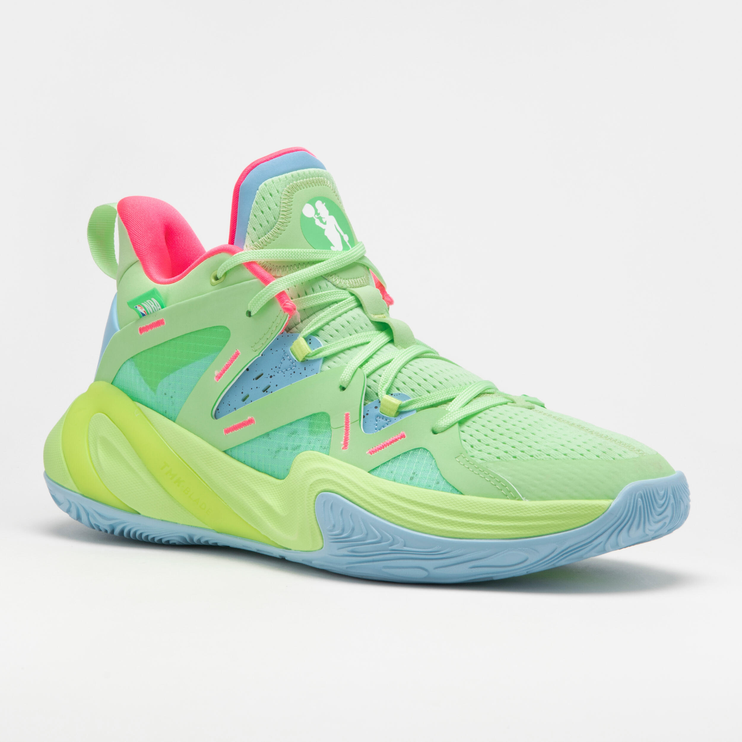 Green and hot sale pink basketball shoes