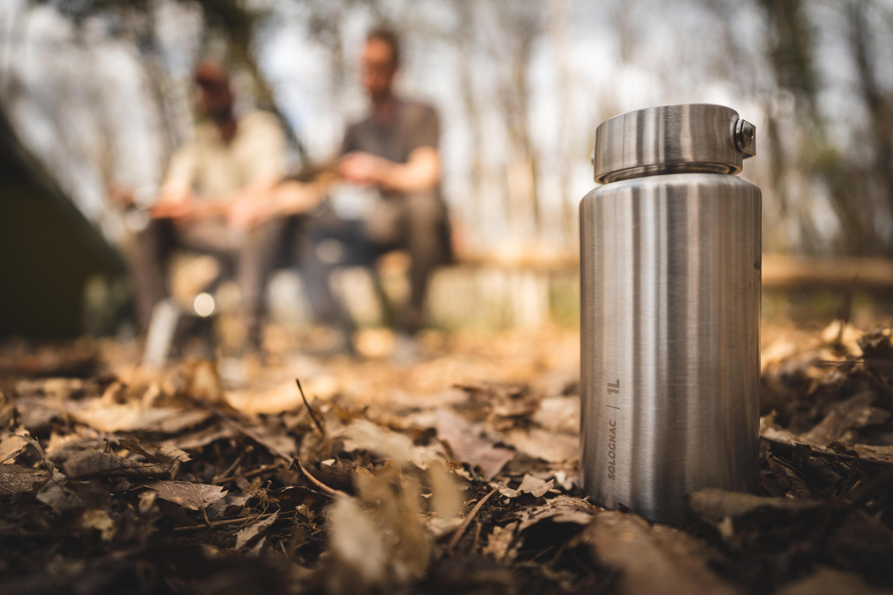 Gourde en acier inoxydable avec bouchon à vis 1 L - Bushcraft gris 10/13