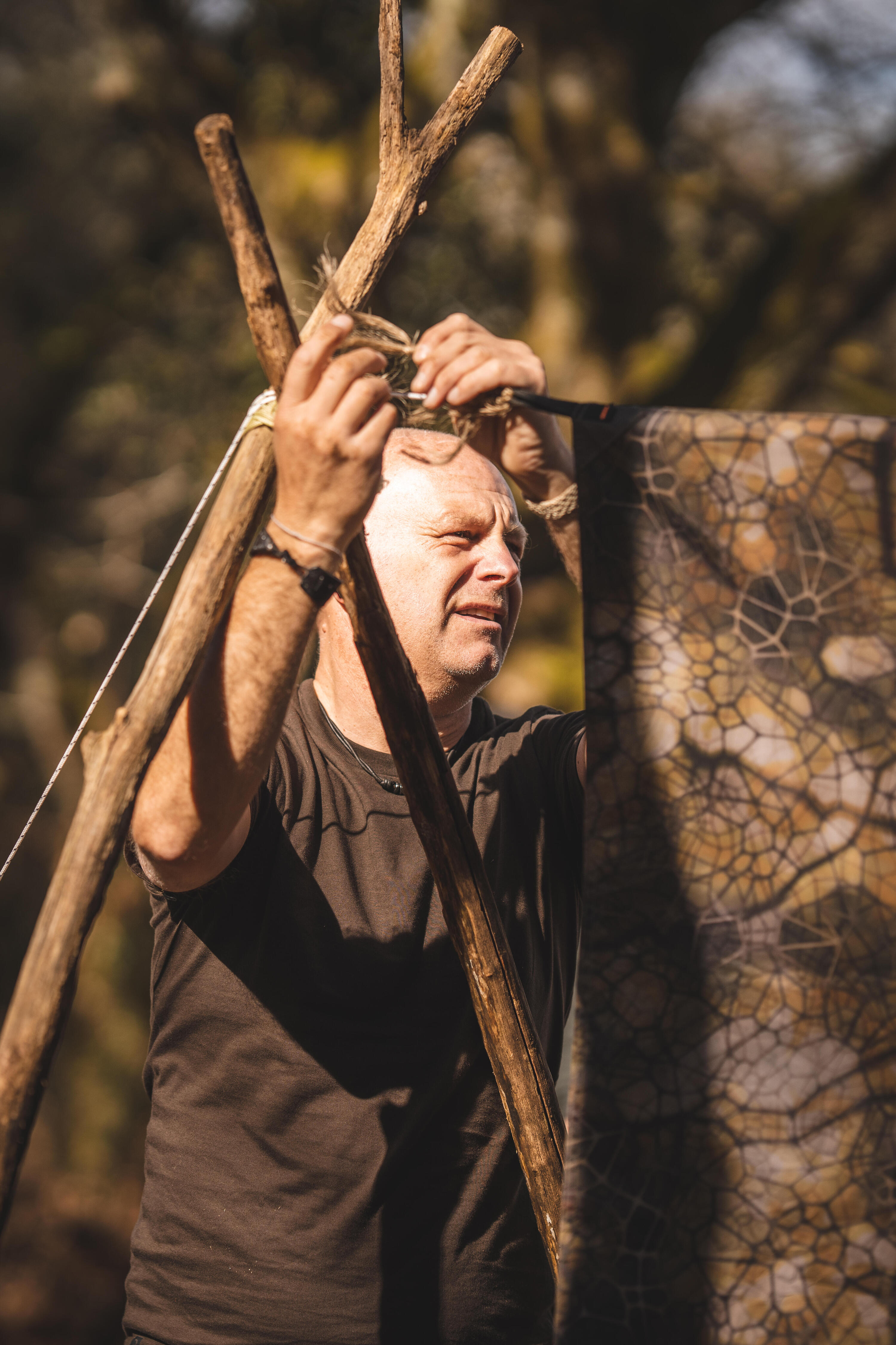 Tarp bushcraft 2,95x2,8 m imperméable camouflage furtiv 10/10