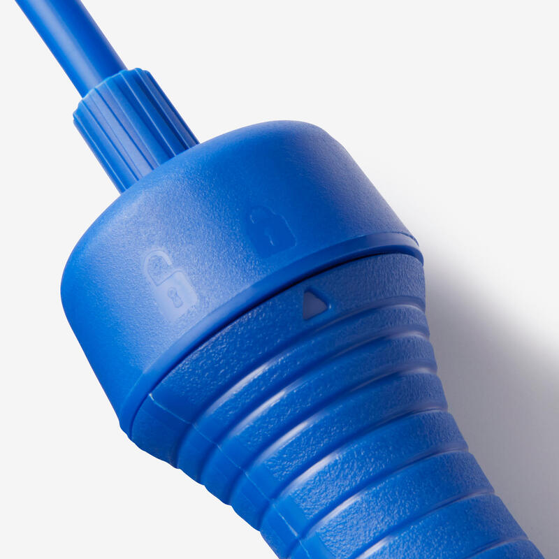 Springtouw met rubberen handvatten verstelbare lengte 3 m felblauw