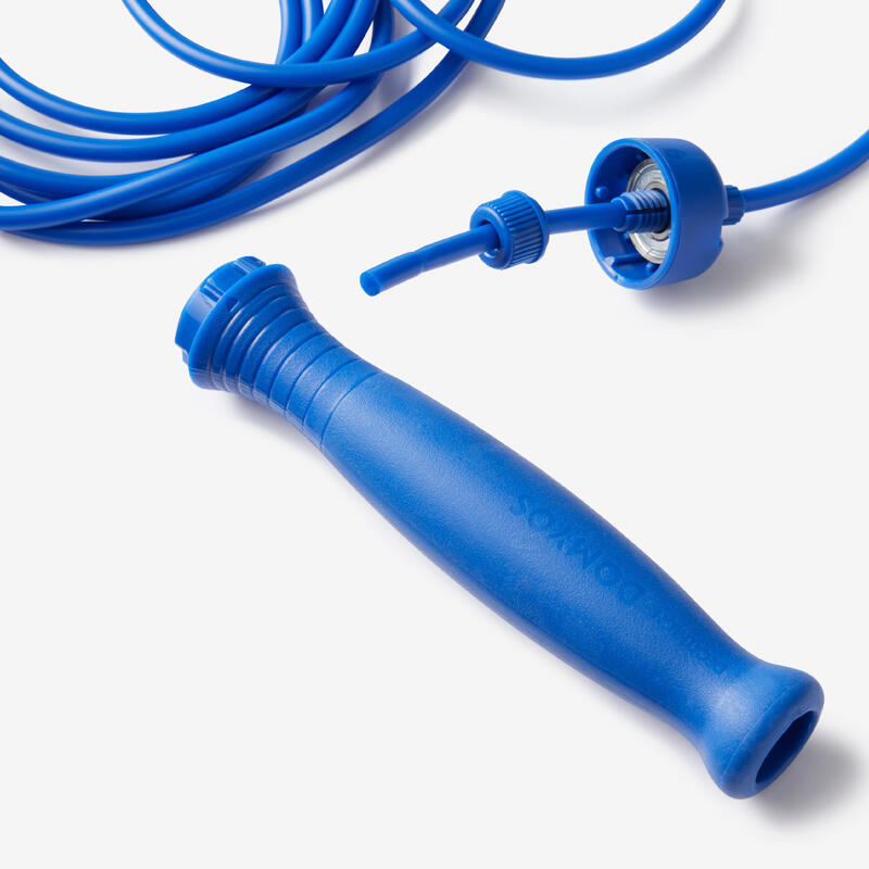 Corde à sauter avec poignées en gomme - Longueur ajustable 3m - Bleu vif