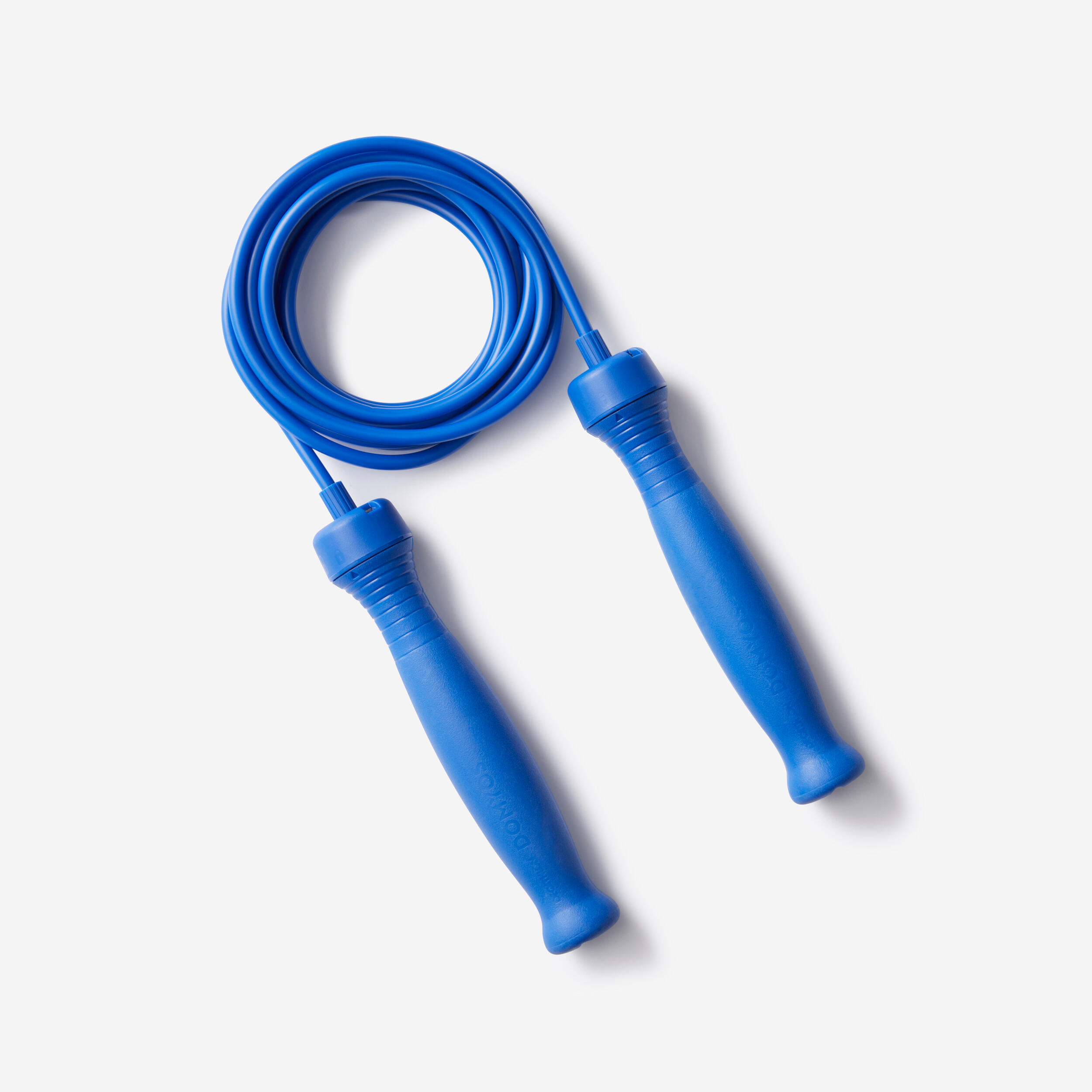Corda de saltar fitness com pegas em borracha comprimento ajustável 3m azul vivo