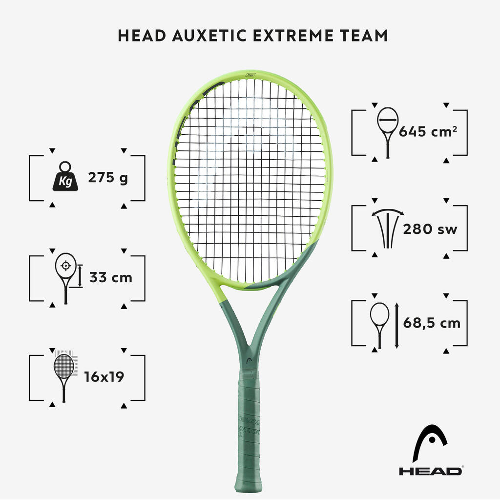 Suaugusiųjų teniso raketė „Auxetic Extreme MP“, 275 g, geltona
