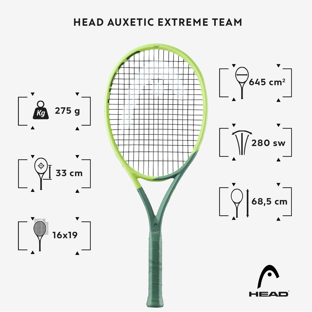 Adult Tennis Racket Auxetic Extreme Team 275 g - Yellow