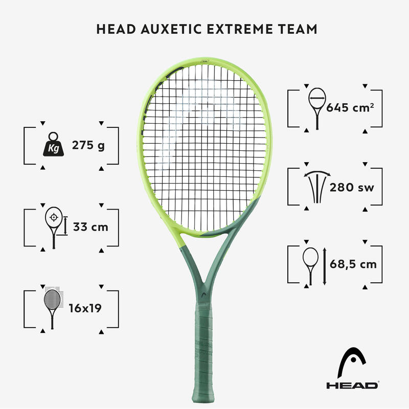 Raquette de tennis adulte - Head Auxetic Extreme Team Jaune 275g