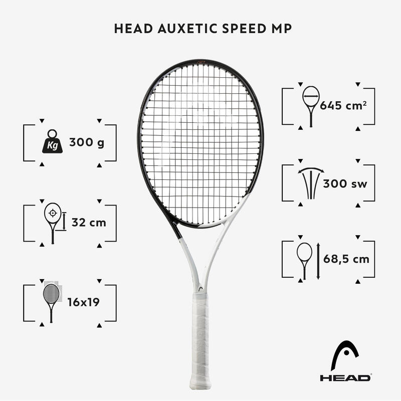 Raquete de ténis adulto - Head Auxetic Speed MP Preto Branco 300g