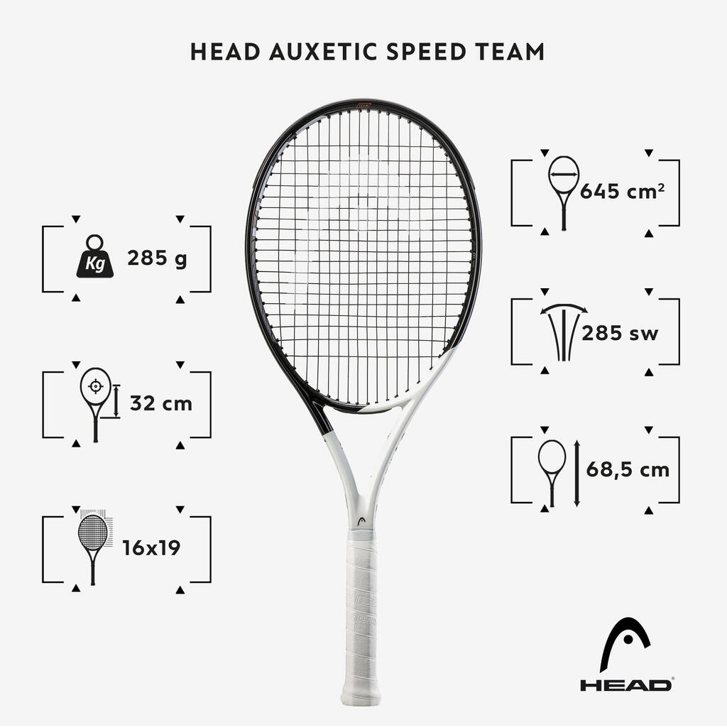 285 g Adult Tennis Racket Auxetic Speed Team - Black/White