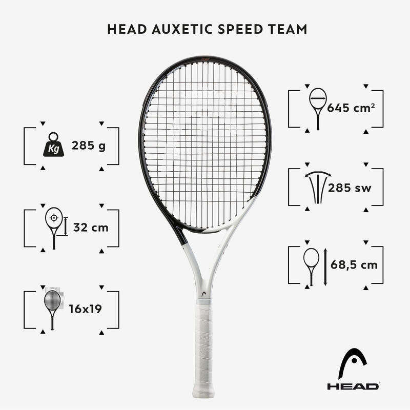 Raquette de tennis adulte - HEAD AUXETIC SPEED TEAM Noir Blanc 285g