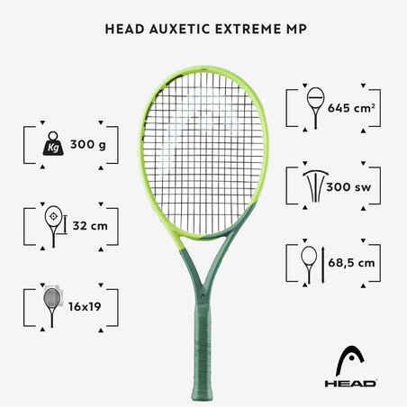 Suaugusiųjų teniso raketė „Auxetic Extreme MP“, pilka ir geltona