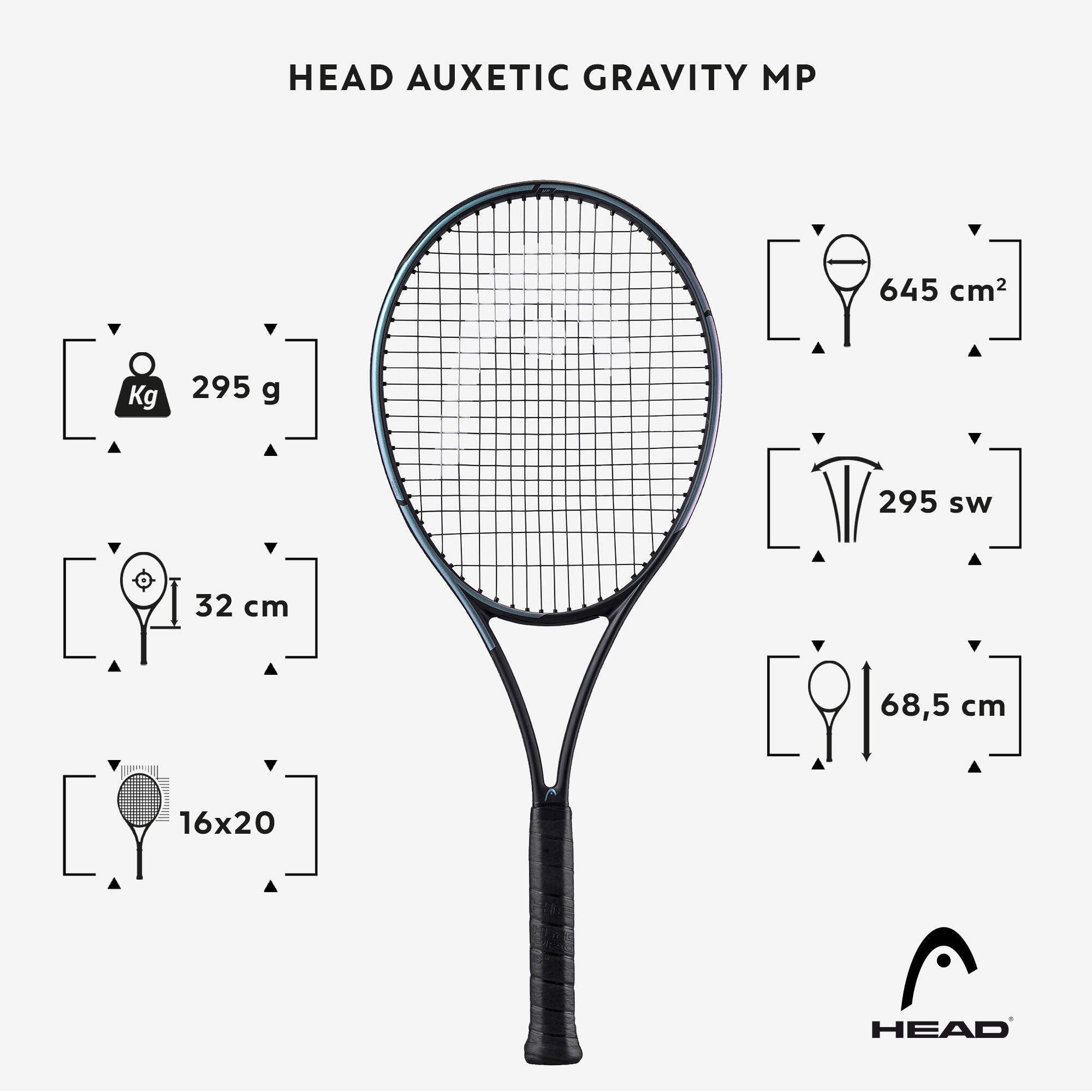 295 g Adult Tennis Racket Auxetic Gravity MP - Blue 2/7