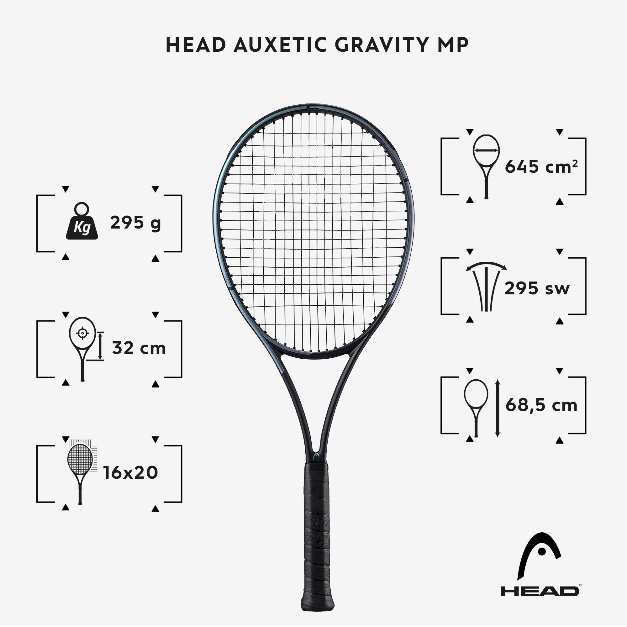 HEAD RACCHETTA DA TENNIS PER ADULTI - AUXETIC GRAVITY MP BLU 295G