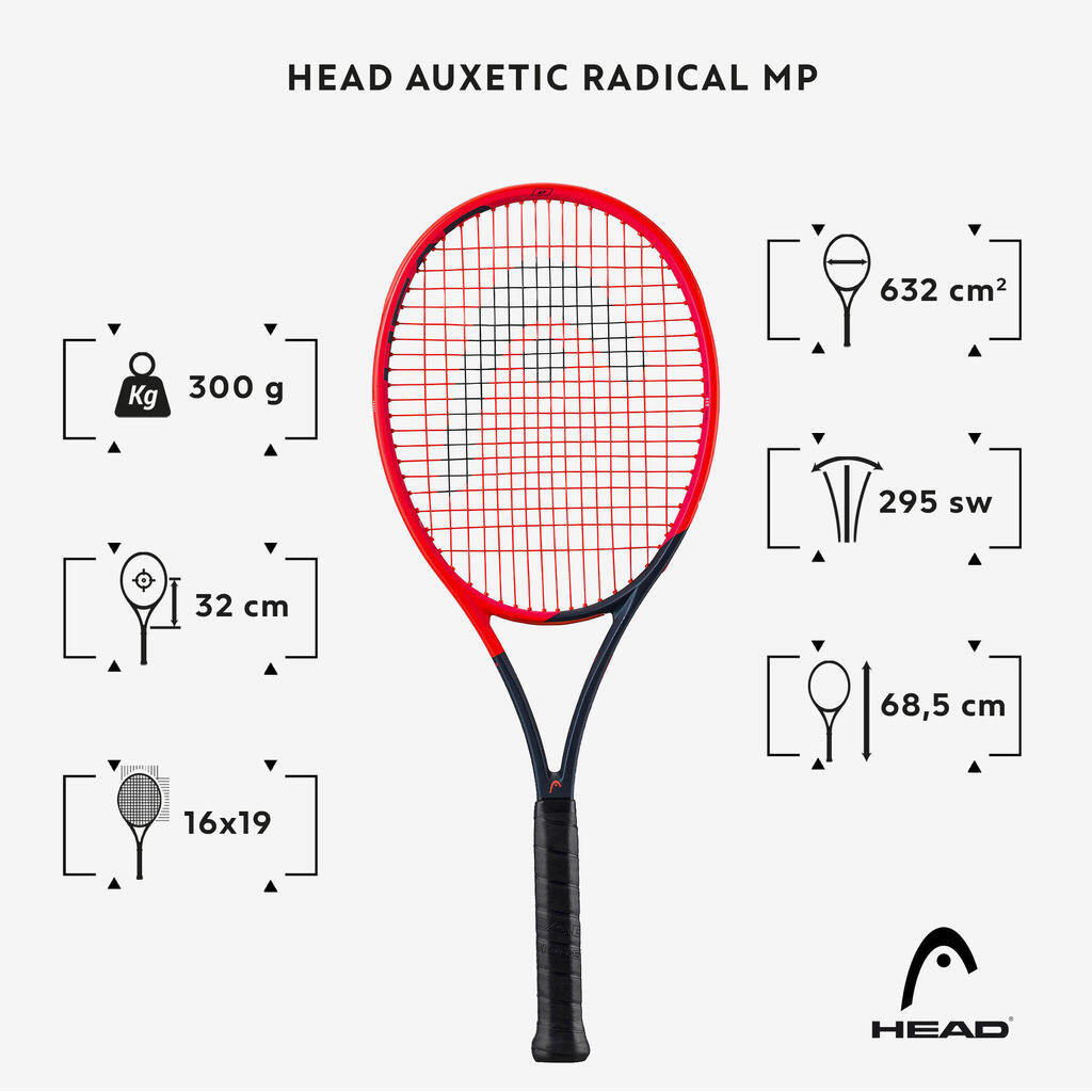 Adult 300 g Tennis Racket Auxetic Radical MP - Orange