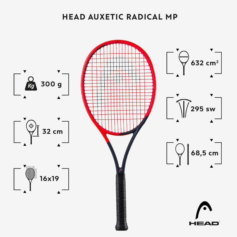 TENNISRACKET VOOR VOLWASSENEN AUXETIC RADICAL MP ORANJE 300 G