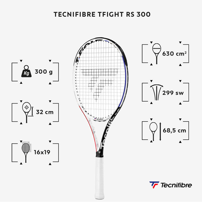 Racchetta tennis adulto Tecnifibre T-FIGHT RS 300 non incordata bianco-nero