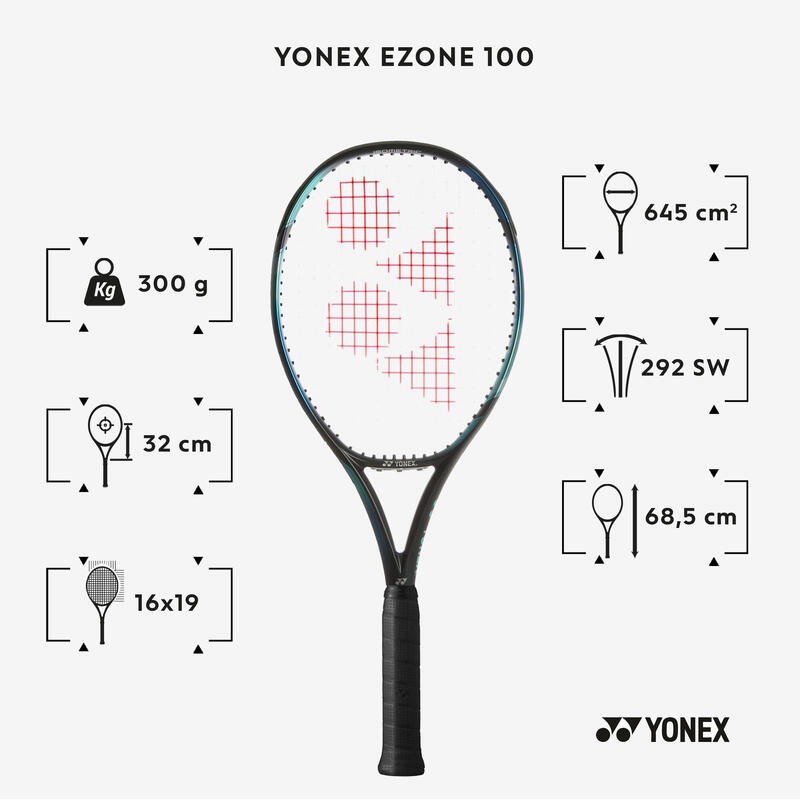 Raquette de tennis adulte - YONEX EZONE 100 Bleu 300g