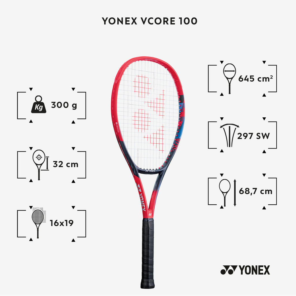 Adult Tennis Racket VCore 100 300g - Red