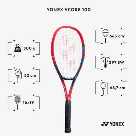 Suaugusiųjų teniso raketė „VCore 100“, 300 g, raudona