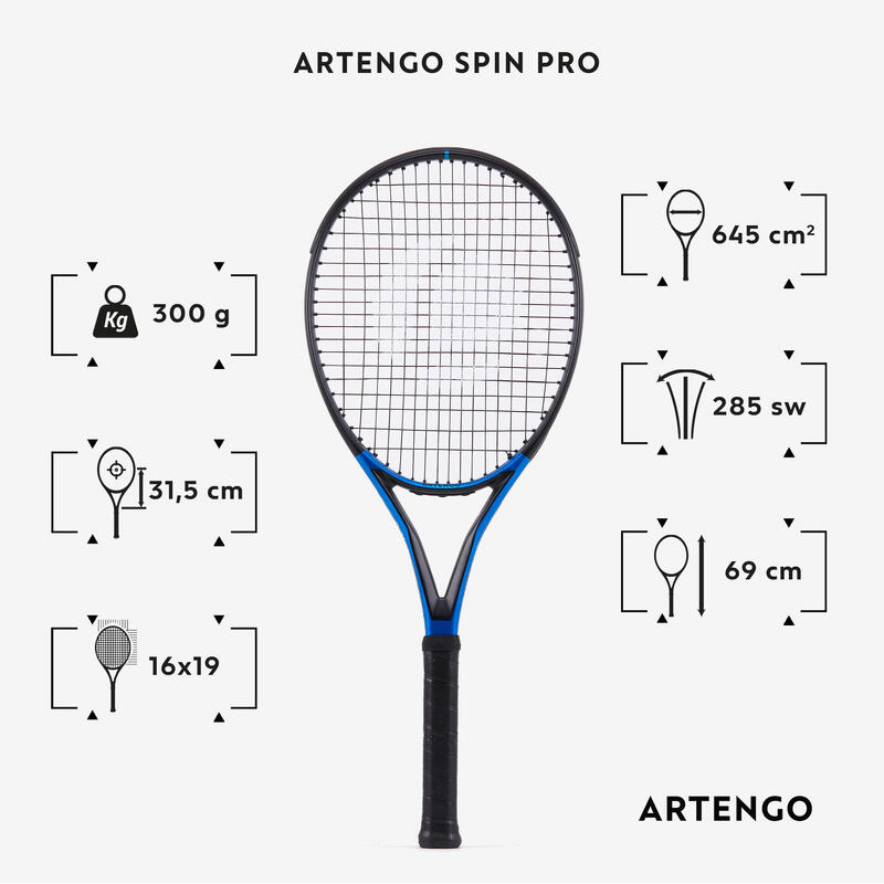 成人網球拍 Spin Pro TR930 300g - 黑色／藍色