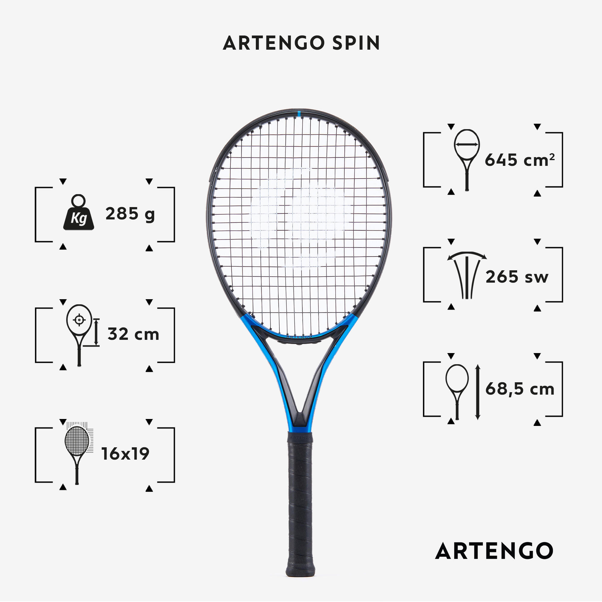 Raqueta de tenis TR930 Spin (285 gr) 2/8