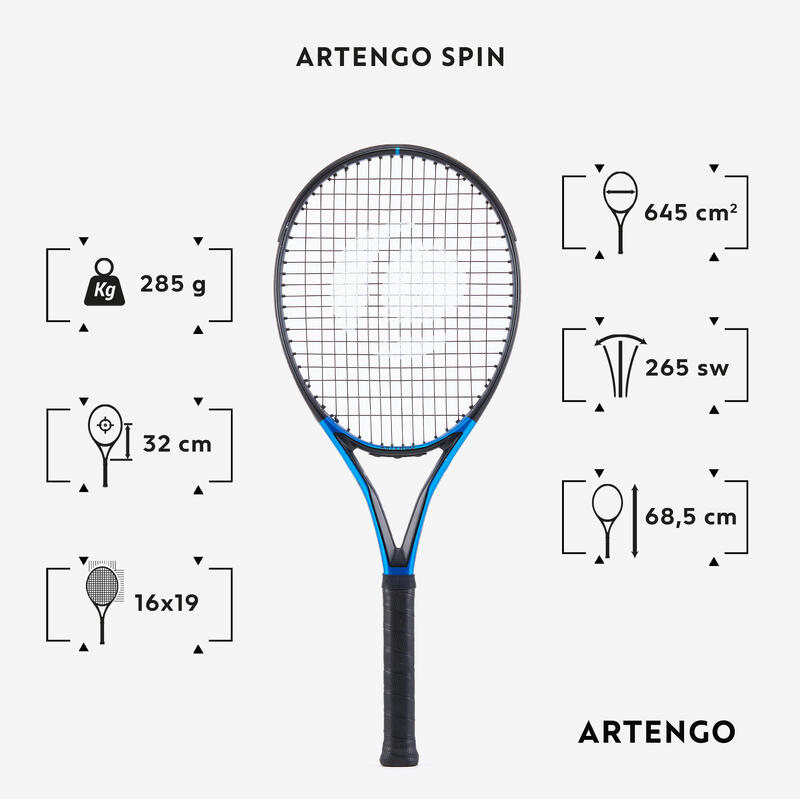 Raquete de ténis adulto - ARTENGO TR930 SPIN preto azul 285g