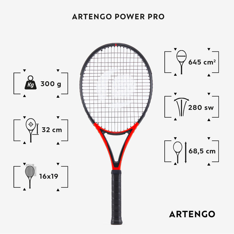 Raquette de tennis adulte - ARTENGO TR990 POWER PRO Rouge Noir 300g