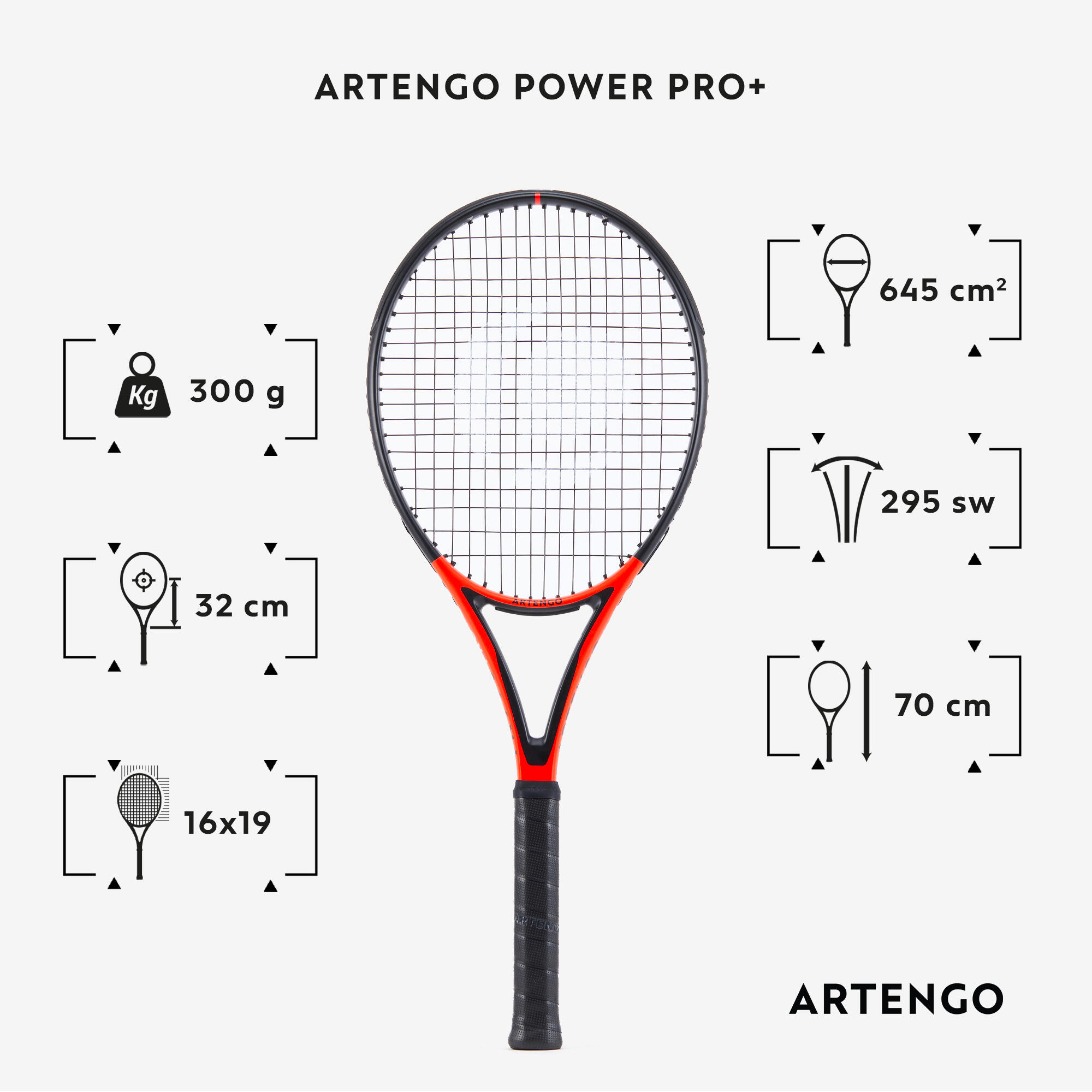 300 g Adult Extended Tennis Racket TR990 Power Pro+ - Red/Black 2/11